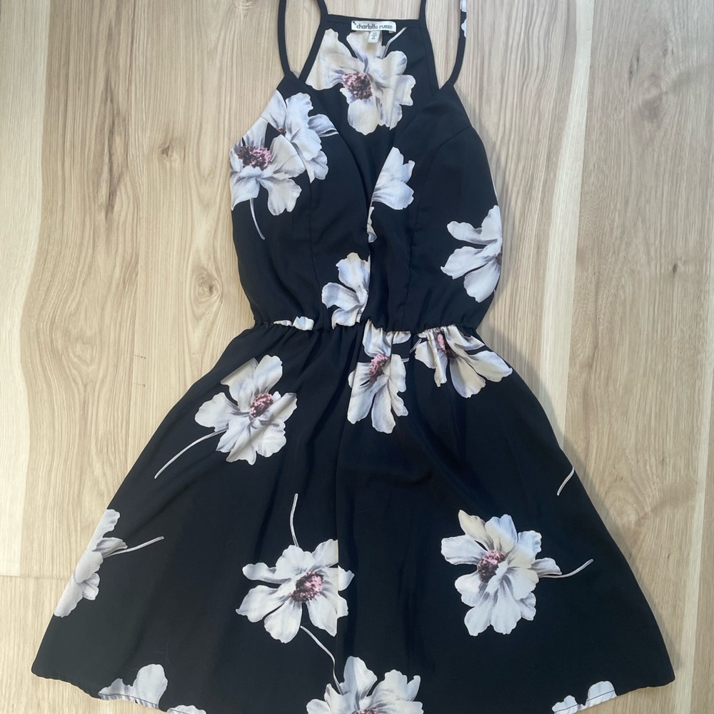 Black Floral Twirl Dress